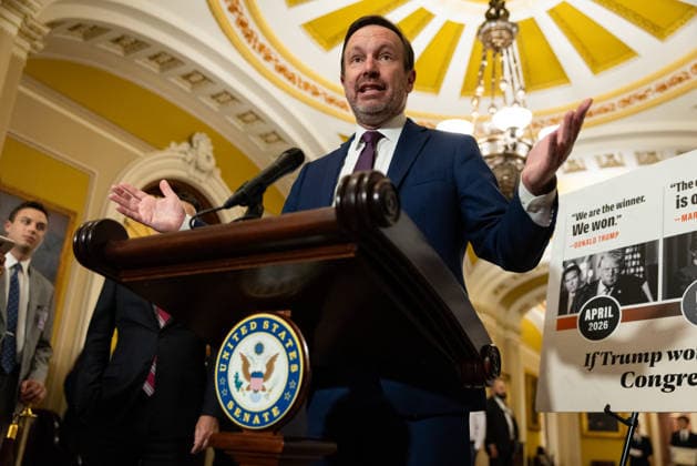 Senate Dems Post-Policy Luncheon Presser WASHINGTON, DC - JUNE 16: Senator Chris Murphy (D-CT) speaks at a press conference with other members of Senate Democratic leadership following a policy luncheon at the U.S. Capitol in Washington, DC on June 16, 2026. Nathan Posner Anadolu Washington United States. Editorial use only. Please get in touch for any other usage.  Copyright: x2026xAnadoluxNathanxPosnerx