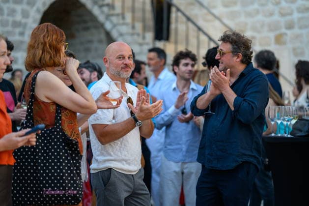 Croatia, Dubrovnik, Slano, 160626. The Slano Film Days festival opened, and on that occasion a Meeting with Guests and a grand opening were organized in the unique ambiance of the Prince s Palace. In the photo: Rene Bitorajac, Bruno Ankovic. Photo: Tonci Plazibat CROPIX Dubrovnik Croatia Copyright: xxToncixPlazibatx slano_film41-160626
