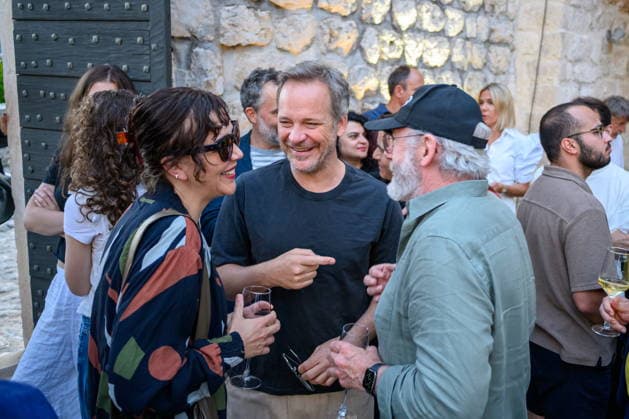 Croatia, Dubrovnik, Slano, 160626. The Slano Film Days festival opened, and on that occasion a Meeting with Guests and a grand opening were organized in the unique ambiance of the Prince s Palace. In the photo: Maggie Gyllenhaal, Peter Sarsgaard, Liam Cunningham. Photo: Tonci Plazibat CROPIX Dubrovnik Croatia Copyright: xxToncixPlazibatx slano_film46-160626