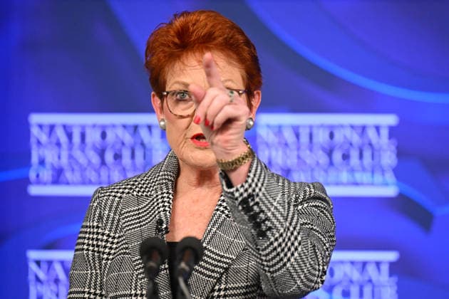 PAULINE HANSON PRESS CLUB, One Nation leader Pauline Hanson addresses the National Press Club in Canberra, Wednesday, June 17, 2026. ( NO ARCHIVING CANBERRA AUSTRALIAN CAPITAL TERRITORY AUSTRALIA  Copyright: xLUKASxCOCHx 20260617121441712388