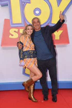 IPA85769586 - Rome, Teatro Sistina: Preview of the movie Toy Story 5. Pictured: Jacqueline Luna di Giacomo with her father  Copyright: xVincenzoxLandix xVincenzoxLandix 85769586