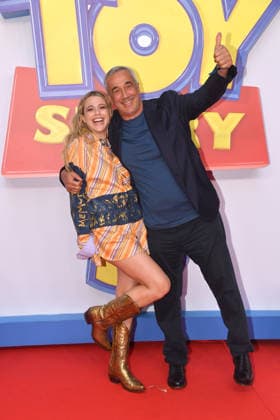 IPA85769600 - Rome, Teatro Sistina: Preview of the movie Toy Story 5. Pictured: Jacqueline Luna di Giacomo with her father  Copyright: xVincenzoxLandix xVincenzoxLandix 85769600