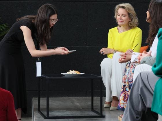 Queen Mathilde of Belgium pictured during a royal visit to the U-Charleroi Campus, on Wednesday 17 June 2026, in Charleroi. The Queen will see the initiatives developed by French-speaking universities and colleges in the field of artificial intelligence applied to the training of healthcare professionals.  BENOITxDOPPAGNE 177916481