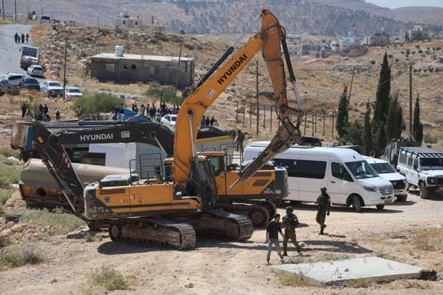 Israeli Forces Demolish Palestinian Family Home in Masafer Yatta MASAFER YATTA, WEST BANK JUNE 17, 2026: Israeli occupation forces demolished a Palestinian family home in the village of Deirat, in the Masafer Yatta area south of Hebron, displacing a couple and their five children. Israeli authorities said the structure was built without a permit. The demolition is part of ongoing disputes over construction and land use in the area. Photo by Mosab Shawer JNA Press (Photo by Mosab shawer JNA Press via Nexpher Images) MASAFER YATTA
