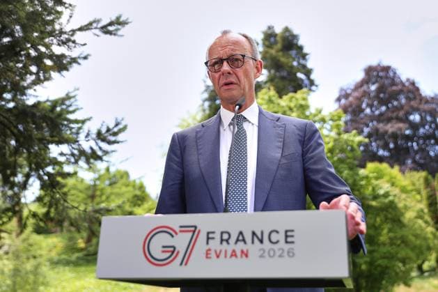 Évian-les-Bains, Frankreich, 17.06.2026: G7-Gipfel: Bundeskanzler Friedrich Merz (CDU) gibt am letzten Gipfeltag eine Pressekonferenz *** Évian-les-Bains, France, June 17, 2026 G7 Summit Copyright: xdtsxNachrichtenagenturx dts_123645