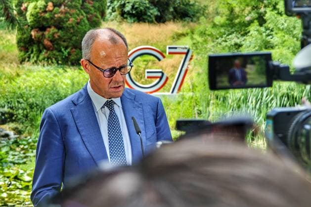 Évian-les-Bains, Frankreich, 17.06.2026: G7-Gipfel: Bundeskanzler Friedrich Merz (CDU) gibt am letzten Gipfeltag eine Pressekonferenz *** Évian-les-Bains, France, June 17, 2026 G7 Summit Copyright: xdtsxNachrichtenagenturx dts_123670
