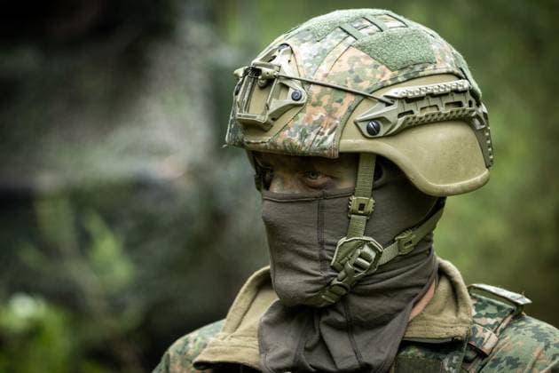 LOHHEIDE - A soldier during the military exercise Fighter Lion at a training ground in Germany. The largest army exercise of 2026 focuses on defending the Netherlands and NATO territory in a changing security situation. VINCENT JANNINK netherlands out - belgium out  Copyright: xx x561245745x originalFilename: 561245745.jpg