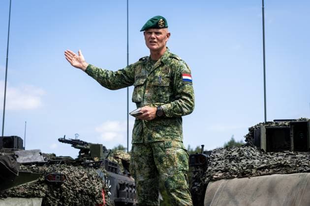 LOHHEIDE - Commander of the Land Forces Lieutenant General of the Royal Netherlands Army Jan Swillens on a Leopard 2 tank during the military exercise Fighter Lion at a training area in Germany. The largest army exercise of 2026 focuses on defending the Netherlands and NATO territory in a changing security situation. VINCENT JANNINK netherlands out - belgium out  Copyright: xx x561247257x originalFilename: 561247257.jpg
