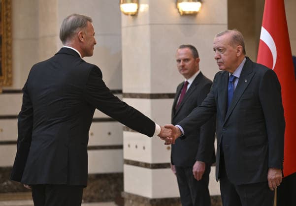 Turkish President Recep Tayyip Erdogan ANKARA, TURKIYE - JUNE 17: Turkish President Recep Tayyip Erdogan receives letter of credence from European Union Delegation Ambassador Aivo Orav (L) at the Presidential Complex in Ankara, Turkiye on June 17, 2026. Utku Ucrak Anadolu Ankara Turkey. Editorial use only. Please get in touch for any other usage.  Copyright: x2026xAnadoluxUtkuxUcrakx