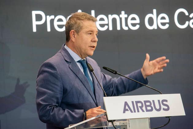 Page Inaugurates the New Airbus Digital Campus in Albacete The president of Castilla-La Mancha, Emiliano García Page, speaks during the inauguration of the new Airbus Digital Campus on June 17, 2026, in Albacete, Castilla-La Mancha, Spain. Airbus inaugurates its new Digital Campus, a center dedicated to training and the development of technological solutions for the aerospace sector. The facility strengthens the company’s industrial and innovation presence in Castilla-La Mancha. JUNE 17, 2026 Víctor Ferná Albacete, Castilla-La Mancha Albacete, Castilla-La Mancha, Spain,detected_source_language  Copyright: xVictorxFernandezx 7603760