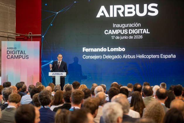 Page Inaugurates the New Airbus Digital Campus in Albacete Fernando Lombo, CEO of Airbus Helicopters Spain, speaks during the inauguration of the new Airbus Digital Campus on June 17, 2026, in Albacete, Castilla-La Mancha, Spain. Airbus inaugurates its new Digital Campus, a center dedicated to training and the development of technological solutions for the aerospace sector. The facility strengthens the company’s industrial and innovation presence in Castilla-La Mancha. JUNE 17, 2026 Víctor Ferná Albacete Castilla-La Mancha Albacete Castilla-La Mancha, Spain,detected_source_language  Copyright: xVictorxFernandezx 7603790