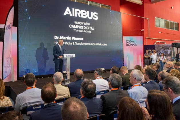 Page Inaugurates the New Airbus Digital Campus in Albacete Martin Werner, Head of Digital Transformation at Airbus Helicopters, speaks during the inauguration of the new Airbus Digital Campus on June 17, 2026, in Albacete, Castilla-La Mancha, Spain. Airbus inaugurates its new Digital Campus, a center dedicated to training and the development of technological solutions for the aerospace sector. The facility strengthens the company’s industrial and innovation presence in Castilla-La Mancha. JUNE 17, 2026 Víctor Ferná Albacete, Castilla-La Mancha Albacete, Castilla-La Mancha, Spain,detected_source_language  Copyright: xVictorxFernandezx 7603796