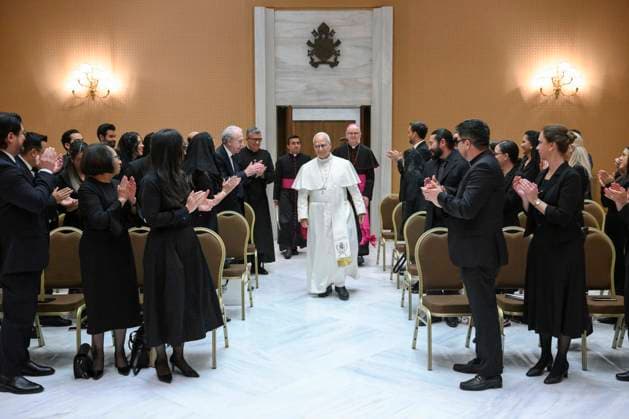 ITALY - POPE LEO XIV RECEIVES IN PRIVATE AUDIENCE MEMEBERS OF THE CENTER FOR RESERCH AND TRAINING OF THE PROTECTION OF THE CHILD IN LATIN AMERICA IN THE VATICAN- 2026 6 17 Italy, Rome, Vatican, 2026 6 17 Pope Leo XIV Receives in private audience Members of the Center for Research and Training on the Protection of the Child in Latin America in the Vatican EDITORIAL USE ONLY - NO BOOKS Copyright: xVATICANxMEDIAx