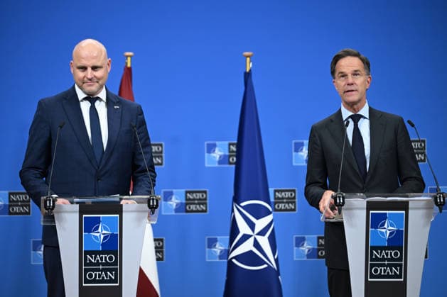 Mark Rutte - Andris Kulbergs press conference in Brussels BRUSSELS, BELGIUM -JUNE 17: NATO Secretary General Mark Rutte (R) and Latvian Prime Minister Andris Kulbergs (L) hold a joint press conference at NATO headquarters on June 17, 2026, in Brussels, Belgium. Dursun Aydemir Anadolu Brussels Belgium. Editorial use only. Please get in touch for any other usage.  Copyright: x2026xAnadoluxDursunxAydemirx