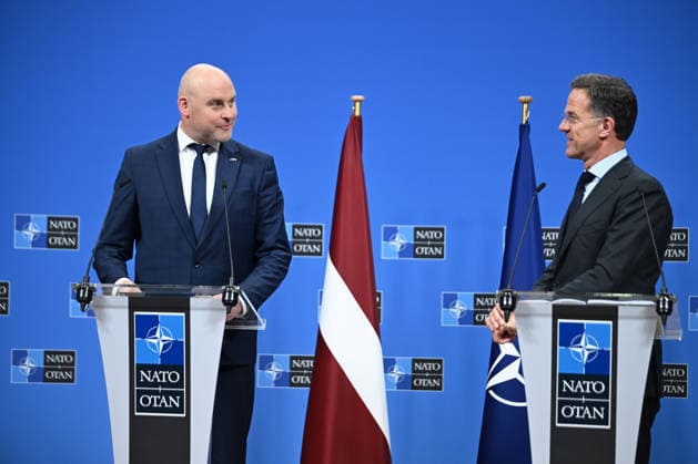 Mark Rutte - Andris Kulbergs press conference in Brussels BRUSSELS, BELGIUM -JUNE 17: NATO Secretary General Mark Rutte (R) and Latvian Prime Minister Andris Kulbergs (L) hold a joint press conference at NATO headquarters on June 17, 2026, in Brussels, Belgium. Dursun Aydemir Anadolu Brussels Belgium. Editorial use only. Please get in touch for any other usage.  Copyright: x2026xAnadoluxDursunxAydemirx