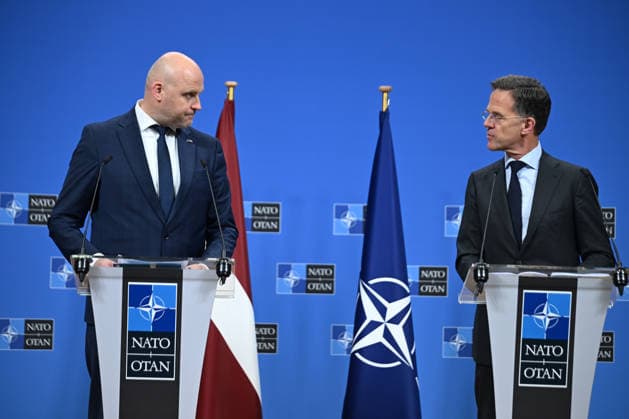 Mark Rutte - Andris Kulbergs press conference in Brussels BRUSSELS, BELGIUM -JUNE 17: NATO Secretary General Mark Rutte (R) and Latvian Prime Minister Andris Kulbergs (L) hold a joint press conference at NATO headquarters on June 17, 2026, in Brussels, Belgium. Dursun Aydemir Anadolu Brussels Belgium. Editorial use only. Please get in touch for any other usage.  Copyright: x2026xAnadoluxDursunxAydemirx