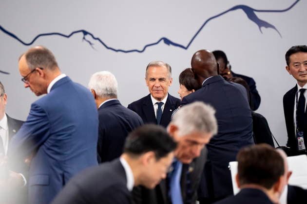 June 17, 2026, Evian-Les-Bains, France: Prime Minister Mark Carney, centre, arrives to a G7 working session at the G7 summit in Evian-les-Bains, France, on Wednesday, June 17, 2026. Evian-Les-Bains France  - ZUMAc35_ 20260617_zaf_c35_034 Copyright: xChristopherxKatsarovx