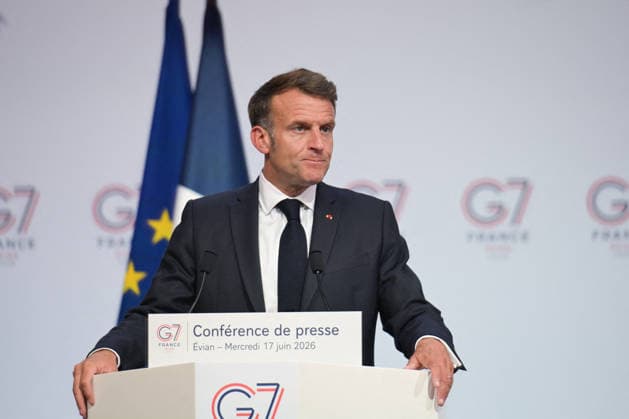 G7 Summit - Macron Closing Press Conference French President Emmanuel Macron speaks during the closing press conference of the G7 summit, in Evian, eastern France, on June 17, 2026. Photo by Ammar Abd Rabbo ABACAPRESS.COM Evian France  Copyright: xAbdxRabboxAmmar ABACAx