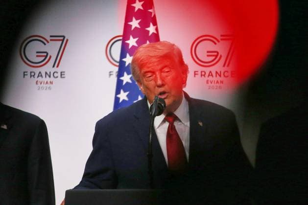 Évian-les-Bains, Frankreich, 17.06.2026: G7-Gipfel: US-Präsident Donald Trump gibt am letzten Gipfeltag eine Pressekonferenz *** Évian-les-Bains, France, June 17, 2026 G7 Summit Copyright: xdtsxNachrichtenagenturx dts_123719