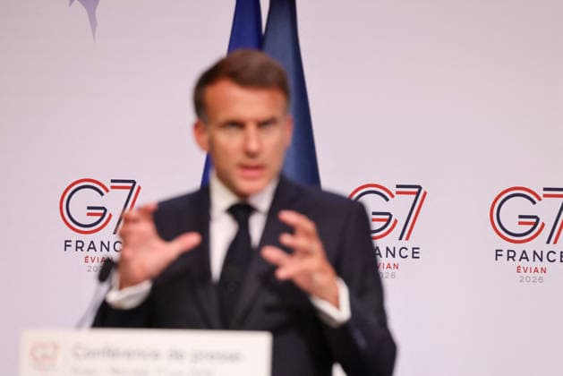 French President Emmanuel Macron during the closing press conference of the G7 summit in Évian-les-Bains, France, on June 17, 2026. Dominique Jacovides Bestimage French President Emmanuel Macron during the closing press conference of the G7 summit in Évian-les-Bains, France, on June 17, 2026 Évian-les-Bains France,detected_source_language  Copyright: xDOMINIQUExJACOVIDESx xBESTIMAGExDOMINIQUExJACOVIDESx xBESTIMAGEx