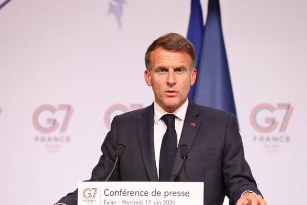 French President Emmanuel Macron during the closing press conference of the G7 summit in Évian-les-Bains, France, on June 17, 2026. Dominique Jacovides Bestimage French President Emmanuel Macron during the closing press conference of the G7 summit in Évian-les-Bains, France, on June 17, 2026 Évian-les-Bains France,detected_source_language  Copyright: xDOMINIQUExJACOVIDESx xBESTIMAGExDOMINIQUExJACOVIDESx xBESTIMAGEx