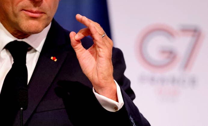 French President Emmanuel Macron during the closing press conference of the G7 summit in Évian-les-Bains, France, on June 17, 2026. Dominique Jacovides Bestimage French President Emmanuel Macron during the closing press conference of the G7 summit in Évian-les-Bains, France, on June 17, 2026 Évian-les-Bains France,detected_source_language  Copyright: xDOMINIQUExJACOVIDESx xBESTIMAGExDOMINIQUExJACOVIDESx xBESTIMAGEx