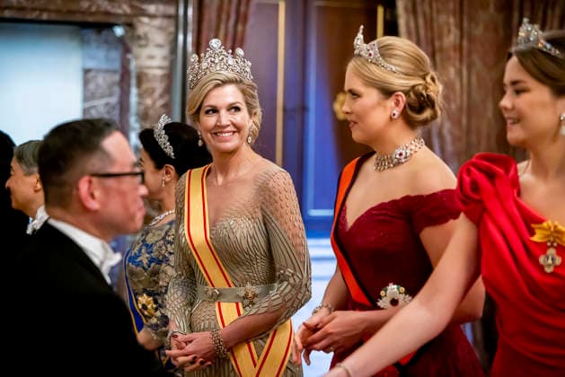 17-06-2026 Gala Queen Maxima and King Willem-Alexander with Emperor Naruhito of Japan and Empress Masako and Princess Amalia and Princess Ariane during the statebanquet at the Dam palace in Amsterdam on the 1st day of the 3 day statevisit to the Netherlands Â  Copyright: xPPEx