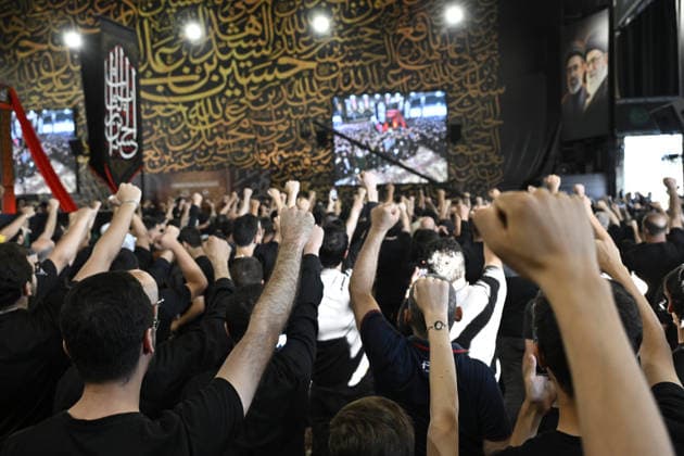 Hezbollah holds event in Beirut to mark Day of Ashura BEIRUT, LEBANON - JUNE 17: Hezbollah supporters gather during an event marking the Day of Ashura at the tomb of former Hezbollah Secretary-General Hasan Nasrallah in the Dahieh district, south of the capital Beirut, Lebanon on June 17, 2026. Houssam Shbaro Anadolu Beirut Lebanon. Editorial use only. Please get in touch for any other usage.  Copyright: x2026xAnadoluxHoussamxShbarox