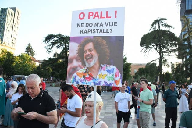 Anti-tourism project protests continue for 18th day in Albania TIRANA, ALBANIA - JUNE 17: Protests against a planned tourism project in the Zvernec area of the coastal city of Vlora continue for a 18th consecutive day in Tirana, Albania on June 17, 2026. Demonstrators gathered in Skanderbeg Square under the slogan Albania is not for sale, with a large number of participants joining the rally. Protesters opposed the reported sale of a beach in Zvernec as part of a tourism project allegedly linked to Ivanka Trump and Jared Kushner. Carrying banners, placards, and Albanian flags, demonstrators marched along the Boulevard of the Martyrs of the Nation toward the Prime Minister’s Office. Olsi Shehu Anadolu Tirana Albania. Editorial use only.  Copyright: x2026xAnadoluxOlsixShehux