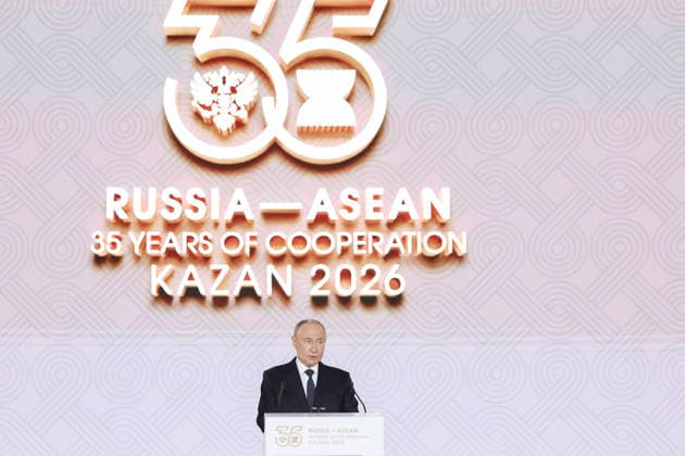 June 17, 2026, Kazan, Tatarstan, Russia: Russian President Vladimir Putin delivers remarks during the state reception for the RussiaÃ¢â‚¬ASEAN Summit at the Galiasgar Kamal Tatar State Academic Theatre, June 17, 2026 in Kazan, Russia. The event celebrates 35 years of partnership between Russia and the Association of Southeast Asian Nations. Kazan Russia - ZUMAp138 20260617_zaa_p138_010 Copyright: xStepanxPugachev RoscongressxFounx