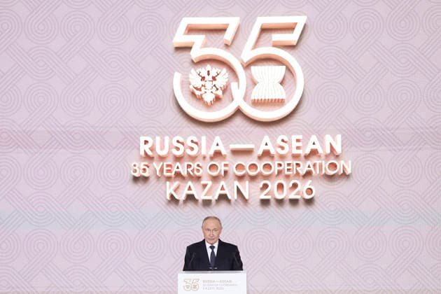June 17, 2026, Kazan, Tatarstan, Russia: Russian President Vladimir Putin delivers remarks during the state reception for the RussiaÃ¢â‚¬ASEAN Summit at the Galiasgar Kamal Tatar State Academic Theatre, June 17, 2026 in Kazan, Russia. The event celebrates 35 years of partnership between Russia and the Association of Southeast Asian Nations. Kazan Russia - ZUMAp138 20260617_zaa_p138_012 Copyright: xEgorxAleev RoscongressxFoundatiox