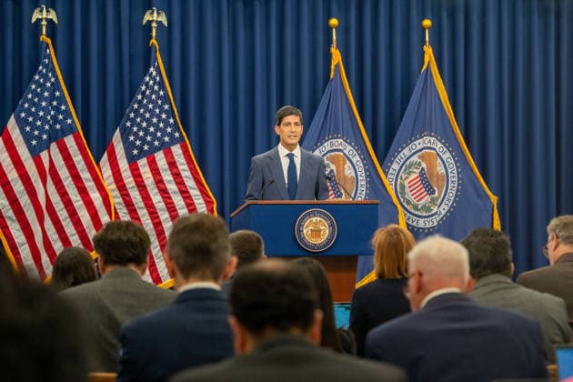 (260617) -- WASHINGTON, June 17, 2026 -- U.S. Federal Reserve Chair Kevin Warsh attends a press conference in Washington, D.C., the United States, on June 17, 2026. The U.S. Federal Reserve on Wednesday kept the target range for the federal funds rate unchanged at 3.5-3.75 percent. (Photo by Xinhua) U.S.-WASHINGTON, D.C.-FEDERAL RESERVE-INTEREST RATE UNCHANGED LixYuanqing 