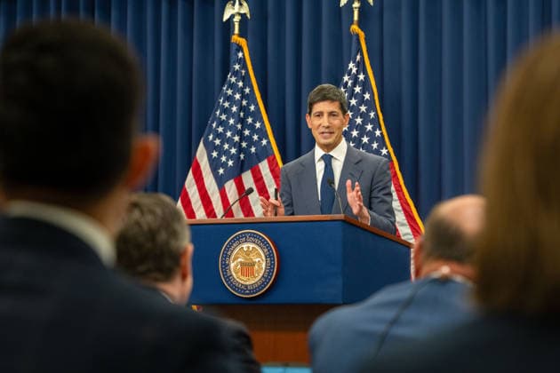 (260617) -- WASHINGTON, June 17, 2026 -- U.S. Federal Reserve Chair Kevin Warsh attends a press conference in Washington, D.C., the United States, on June 17, 2026. The U.S. Federal Reserve on Wednesday kept the target range for the federal funds rate unchanged at 3.5-3.75 percent. (Photo by Xinhua) U.S.-WASHINGTON, D.C.-FEDERAL RESERVE-INTEREST RATE UNCHANGED LixYuanqing 
