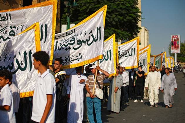 Sufi Procession Marks Islamic New Year in Cairo CAIRO, EGYPT JUNE 17, 2026: Followers of Sufi orders take part in a procession celebrating the Islamic New Year in Cairo. Participants marched through the streets carrying banners and flags, while religious chants and gatherings of remembrance (dhikr) marked the occasion. The event highlighted traditions associated with the start of the new Islamic year and commemorated the Prophet Muhammad™s migration (Hijra). Photo by Ahmed Mosaad JNA Press. (Photo by Ahmed Mosaad JNA Press via Nexpher Images) Cairo