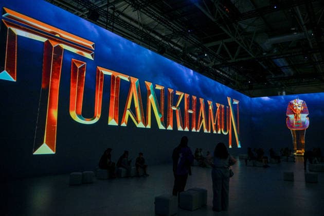 Tutankhamun The Immersive Experience, NEC, Birmingham UK Tutankhamun The Immersive Experience arrives at the NEC, Birmingham UK for 12 weeks. Following hugely successful runs in cities such as Madrid, Hamburg, Cairo, Sao Paulo, Barcelona, Vienna, Malmö, London, Glasgow and Stockholm, the groundbreaking 2,000 square metre exhibition invites visitors to step back in time and embark upon an exhilarating journey through ancient Egypt, discovering the myths and mysteries surrounding Pharaoh Tutankhamun. Created in collaboration with Egyptologists and historians, the exhibition features one of Europe™s most expansive immersive video mapping rooms with projections on 8-metre-high surfaces. Blending cutting-edge technology with Egyptian hi  Copyright: xJulesxAnnanx xAvalonx 1110839734