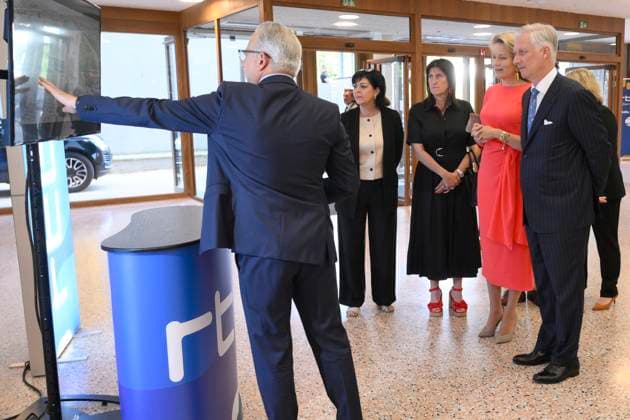 King Philippe And Queen Mathilde Visit Media Square EVERE, BELGIUM - JUNE 18: King Philippe of Belgium and Queen Mathilde of Belgium pictured with Jean-Paul Philippot, CEO RTBF, Jacqueline Galant (MR), Walloon Minister for the Civil Service, Administrative Simplification and Sports Infrastructure and Joelle Milquet visiting Media Square, the RTBF s new headquarters in Brussels.on June 18, 2026 in Evere, Belgium, 18 06 2026 Evere Belgium  Copyright: xPhilipxReynaersx