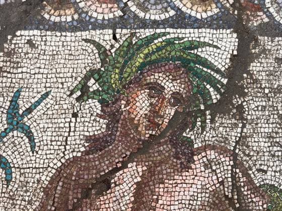 Depiction of the 3rd-Century river god Young Eurymedon discovered in Aspendos ANTALYA, TURKIYE - JUNE 18: (----EDITORIAL USE ONLY MANDATORY CREDIT - TURKISH MINISTRY OF CULTURE AND TOURISM HANDOUT - NO MARKETING NO ADVERTISING CAMPAIGNS - DISTRIBUTED AS A SERVICE TO CLIENTS----) Archaeologists uncover a mosaic-decorated architectural structure measuring approximately 6 by 25 meters during excavations carried out in the eastern square of Theatre Street, which connects the Acropolis of Aspendos with the theater in Antalya, Turkiye on June 18, 2026. Based on its iconographic features and comparable examples, the figure is identified as the Young Eurymedon, the river god of Aspendos, symbolizing the Eurymedon River that gave life to the  Copyright: x2026xAnadoluxTurxMinistryxofxCulturexandxTourismx