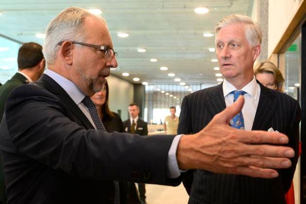King Philippe And Queen Mathilde Visit Media Square EVERE, BELGIUM - JUNE 18: King Philippe of Belgium and Queen Mathilde of Belgium pictured with Jean-Paul Philippot, CEO RTBF visiting Media Square, the RTBF s new headquarters in Brussels.on June 18, 2026 in Evere, Belgium, 18 06 2026 Evere Belgium  Copyright: xPhilipxReynaersx