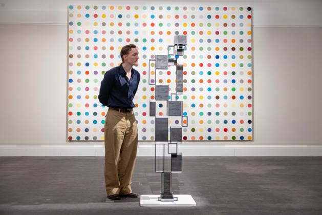 Sotheby s London Modern and Contemporary June Sales Preview, London, UK 18 June 2026 Anthony Gormly s Open Gaze III (front), estimated at Â£250,000 - 300,000 and Damien Hirst s Biotin Maleimide, estimated at Â£600,000 - 800,000, (rear) at Sotheby s London, Mayfair, London, UK, on 18 June 2026. The work will be offered at auction on 24 June 2026 alongside the celebrated Lewis Collection., Credit:Pete Speller Avalon  Copyright: xPetexSpellerx xAvalonx 1111013175