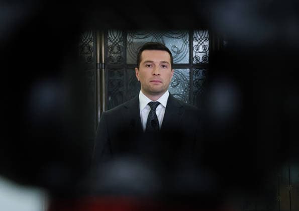 Jordan Bardella visits Poland Photo: Wojciech Olkusnik East News French MEP and president of the National Rally Jordan Bardella visits the Sejm (the lower chamber of the Polish Parliament) on June 18, 2026 in Warsaw, Poland. The French politician is visiting Poland at the invitation of the Polish right-wing party National Movement. Pictured: Jordan Bardella during a joint press conference with leaders of the National Movement EN_01679479_0077 