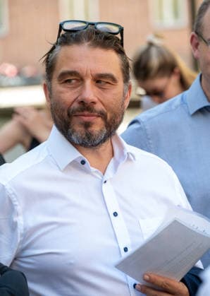 Muenchen bei der Praesentation des Bauzaunes, Start in die Bauphase, Dr. Markus Speidel, Direktor Stadtmuseum *** Munich at the unveiling of the construction fence, marking the start of the construction phase; Dr. Markus Speidel, Director of the City Museum,detected_source_language