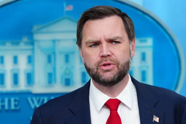Vice President JD Vance conducts a briefing for the media at the White House in Washington DC on Thursday, June 18, 2026. Vance led the team that negotiated the recent Memorandum of Understanding that resulted in the effective end of military action against Iran.  WAX20260618706 AaronxSchwartz