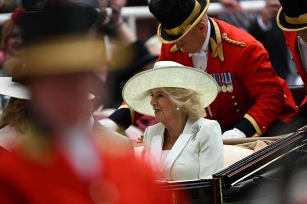 Royal Ascot 2026 BERKSHIRE, UNITED KINGDOM - JUNE 18: King Charles III (not seen) and Queen Camilla attend the third day of the traditional Royal Ascot horse racing event, which has been held since 1711, in Berkshire, United Kingdom on June 18, 2026. Rasid Necati Aslim Anadolu Berkshire United Kingdom. Editorial use only. Please get in touch for any other usage.  Copyright: x2026xAnadoluxRasidxNecatixAslimx