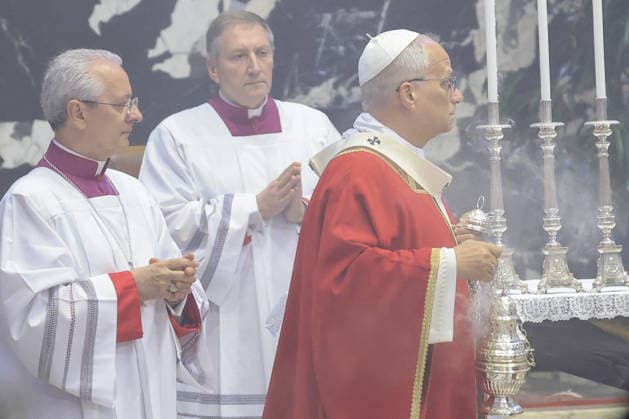 Funeral service of Cardinal Camillo Ruini at the Vatican VATICAN CITY, VATICAN - JUNE 18: Pope Leo XIV attends the funeral Mass for Cardinal Camillo Ruini in St. Peter s Basilica at the Vatican on June 18, 2026. Ruini, who served as Cardinal Vicar of Rome and president of the Italian Episcopal Conference and was one of the most influential representatives of the conservative wing of the Catholic Church, died in Rome, Italy, on June 16 at the age of 95. Riccardo De Luca Anadolu Vatican City Vatican. Editorial use only. Please get in touch for any other usage.  Copyright: x2026xAnadoluxRiccardoxDexLucax