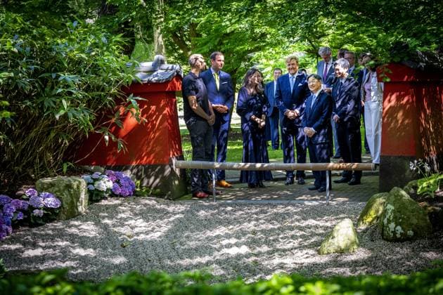 Leiden, The Netherlands, 2026-06-18 14:59:12 LEIDEN, 18-06-2026, Leiden University At the invitation of King Willem-Alexander and Queen Maxima, Emperor Naruhito of Japan is paying a state visit to the Netherlands. Emperor Naruhito is accompanied by Her Majesty Empress Masako. The state visit is a confirmation of the close and historic relationship between Japan and the Netherlands. The countries share 426 years of bilateral relations. PHOTO: NLBeeld POOL Albert Nieboer In the photo: Emperor Naruhito and King Willem-Alexander visit Leiden University. In the Academy Building, they visit a temporary exhibition of objects from various Leiden Japan collections, the Sweat Room where graduates sign their names, and the Senate Chamber. Credit:  Copyright: xx x