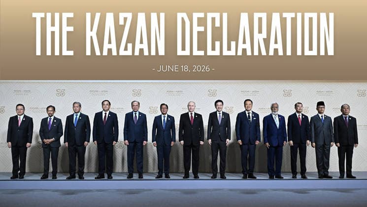 Association of Southeast Asian Nations (ASEAN) Secretary General Kao Kim Hourn, Brunei s Sultan Hassanal Bolkiah, Cambodia s Prime Minister Hun Manet, Laos Prime Minister Sonexay Siphandone, Malaysia s Prime Minister Anwar Ibrahim, Philippine President Ferdinand Marcos Jr., Russia s President Vladimir Putin, Singapore s Prime Minister Lawrence Wong, Thailand s Prime Minister Anutin Charnvirakul, East Timor s Prime Minister Xanana Gusmao, Vietnam s Prime Minister Le Minh Hung, Indonesian Foreign Minister Sugiono and Myanmar s Permanent Secretary of the Ministry of Foreign Affairs U Hau Khan Sum pose for a family photo of the Russia-ASEAN summit, which commemorates 35 years of collaboration between Russia and the ASEAN countries, in the cent  RUS2026061806 Kremlin