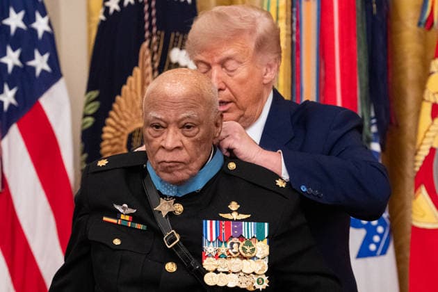 President Donald Trump awards the Medal of Honor to Major James Capers, Jr., during a ceremony in the East Room of the White House in Washington DC on Thursday, June 18, 2026.  WAX20260618514 AaronxSchwartz