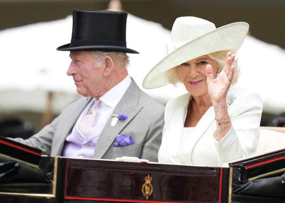 Royal Ascot Day Three King Charles and Queen Camilla attend Day Three of Royal Ascot, at Ascot Racecourse, Ascot, Berkshire, UK, on the 18th June 2026. Picture by James Whatling Ascot Ascot Racecourse Berkshire United Kingdom  WHA-0829