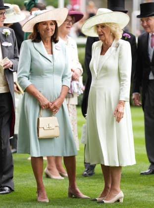 Royal Ascot Day Three Carole Middleton and Queen Camilla attend Day Three of Royal Ascot, at Ascot Racecourse, Ascot, Berkshire, UK, on the 18th June 2026. Picture by James Whatling Ascot Ascot Racecourse Berkshire United Kingdom  WHA-0829