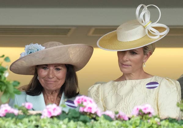 Royal Ascot Day Three Carole Middleton and Zara Tindall attend Day Three of Royal Ascot, at Ascot Racecourse, Ascot, Berkshire, UK, on the 18th June 2026. Picture by James Whatling Ascot Ascot Racecourse Berkshire United Kingdom  WHA-0829